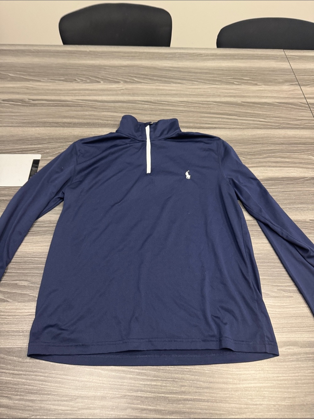 Polo by Ralph Lauren Navy Long-Sleeve Quarter-Zip Pullover with White Zip